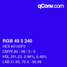 Color code: RGB 49 5 240 | qconv.com