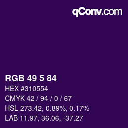 Color code: RGB 49 5 84 | qconv.com