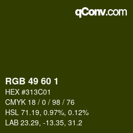 颜色代码: RGB 49 60 1 | qconv.com