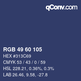 カラーコード: RGB 49 60 105 | qconv.com
