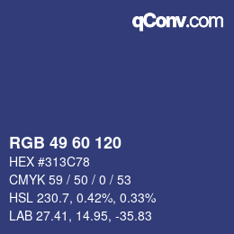 カラーコード: RGB 49 60 120 | qconv.com