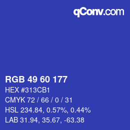 カラーコード: RGB 49 60 177 | qconv.com