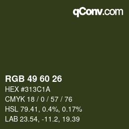 カラーコード: RGB 49 60 26 | qconv.com