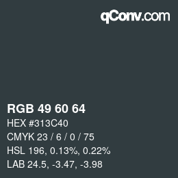 カラーコード: RGB 49 60 64 | qconv.com