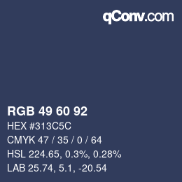カラーコード: RGB 49 60 92 | qconv.com