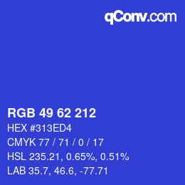 Color code: RGB 49 62 212 | qconv.com