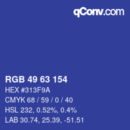 カラーコード: RGB 49 63 154 | qconv.com