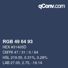颜色代码: RGB 49 64 93 | qconv.com