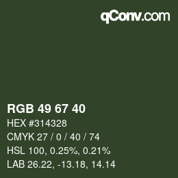 Color code: RGB 49 67 40 | qconv.com