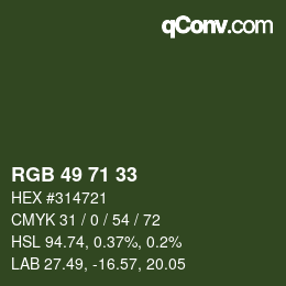 Farbcode: RGB 49 71 33 | qconv.com