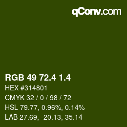 カラーコード: RGB 49 72.4 1.4 | qconv.com