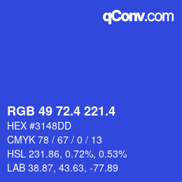 カラーコード: RGB 49 72.4 221.4 | qconv.com