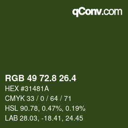 カラーコード: RGB 49 72.8 26.4 | qconv.com