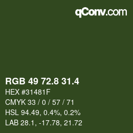 カラーコード: RGB 49 72.8 31.4 | qconv.com