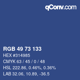 Color code: RGB 49 73 133 | qconv.com