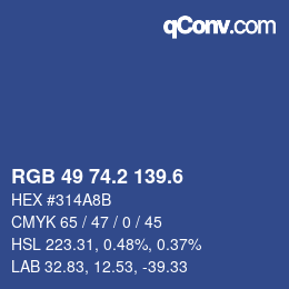 カラーコード: RGB 49 74.2 139.6 | qconv.com