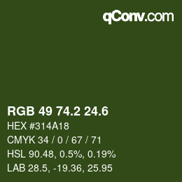 カラーコード: RGB 49 74.2 24.6 | qconv.com