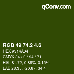 カラーコード: RGB 49 74.2 4.6 | qconv.com