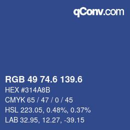 カラーコード: RGB 49 74.6 139.6 | qconv.com
