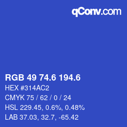 カラーコード: RGB 49 74.6 194.6 | qconv.com