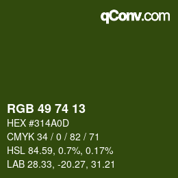 颜色代码: RGB 49 74 13 | qconv.com