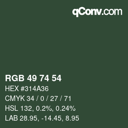 颜色代码: RGB 49 74 54 | qconv.com
