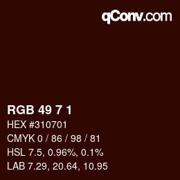 カラーコード: RGB 49 7 1 | qconv.com