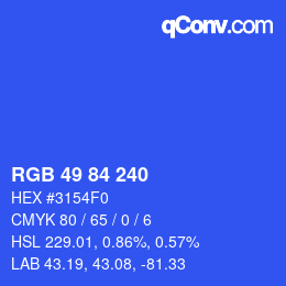 Color code: RGB 49 84 240 | qconv.com