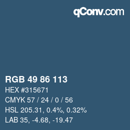 Color code: RGB 49 86 113 | qconv.com