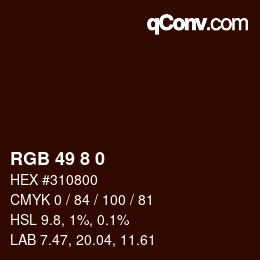 Color code: RGB 49 8 0 | qconv.com