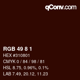 Color code: RGB 49 8 1 | qconv.com