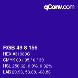 颜色代码: RGB 49 8 156 | qconv.com