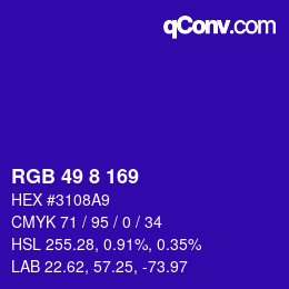 Color code: RGB 49 8 169 | qconv.com