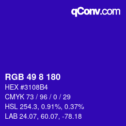 Color code: RGB 49 8 180 | qconv.com