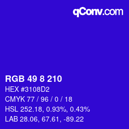 カラーコード: RGB 49 8 210 | qconv.com