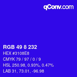 Color code: RGB 49 8 232 | qconv.com