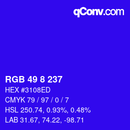 Color code: RGB 49 8 237 | qconv.com