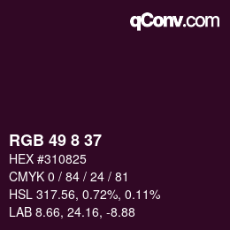 Color code: RGB 49 8 37 | qconv.com