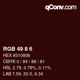 カラーコード: RGB 49 8 6 | qconv.com