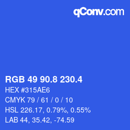 カラーコード: RGB 49 90.8 230.4 | qconv.com