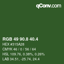 カラーコード: RGB 49 90.8 40.4 | qconv.com