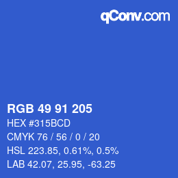 Color code: RGB 49 91 205 | qconv.com