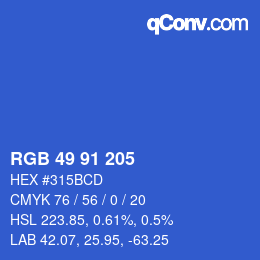 Color code: RGB 49 91 205 | qconv.com