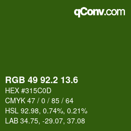 カラーコード: RGB 49 92.2 13.6 | qconv.com