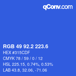 カラーコード: RGB 49 92.2 223.6 | qconv.com