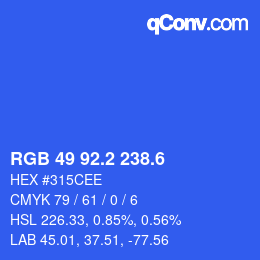 カラーコード: RGB 49 92.2 238.6 | qconv.com