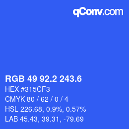 カラーコード: RGB 49 92.2 243.6 | qconv.com