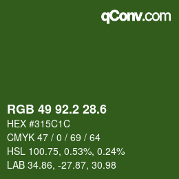 カラーコード: RGB 49 92.2 28.6 | qconv.com