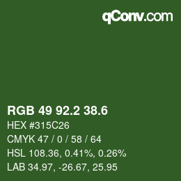 カラーコード: RGB 49 92.2 38.6 | qconv.com