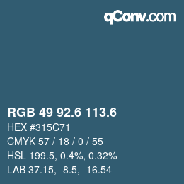 カラーコード: RGB 49 92.6 113.6 | qconv.com
